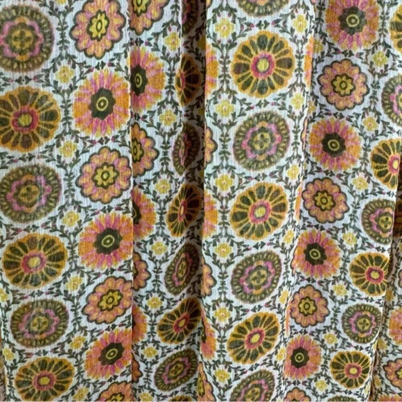 MISA Nita Midi Ruffle Dress in Flora Tile Mix Green and Pink Size S NWT - Picture 8 of 13